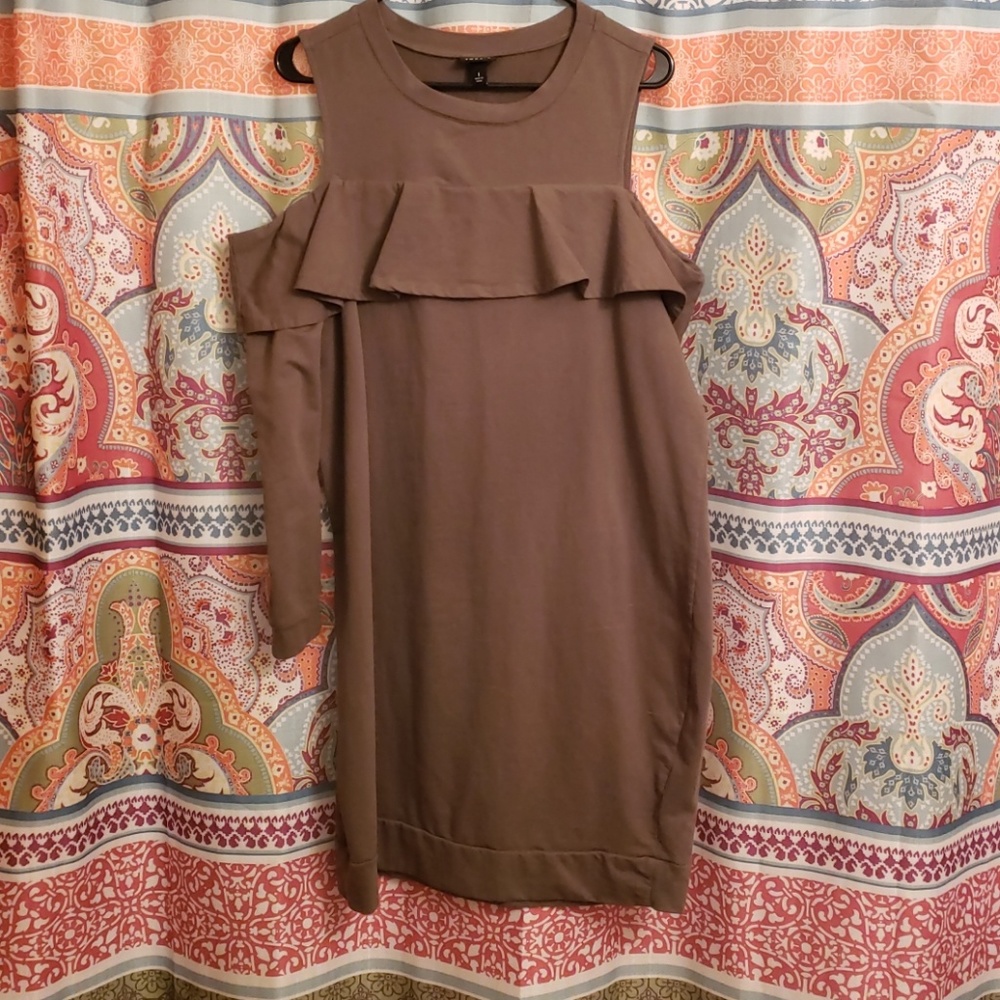 Beautiful olive green cold shoulder dress